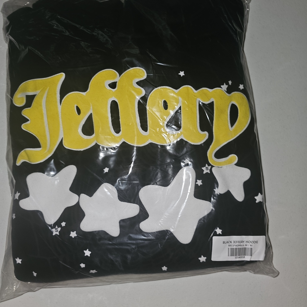 Black Hoodie with Yellow and White Design